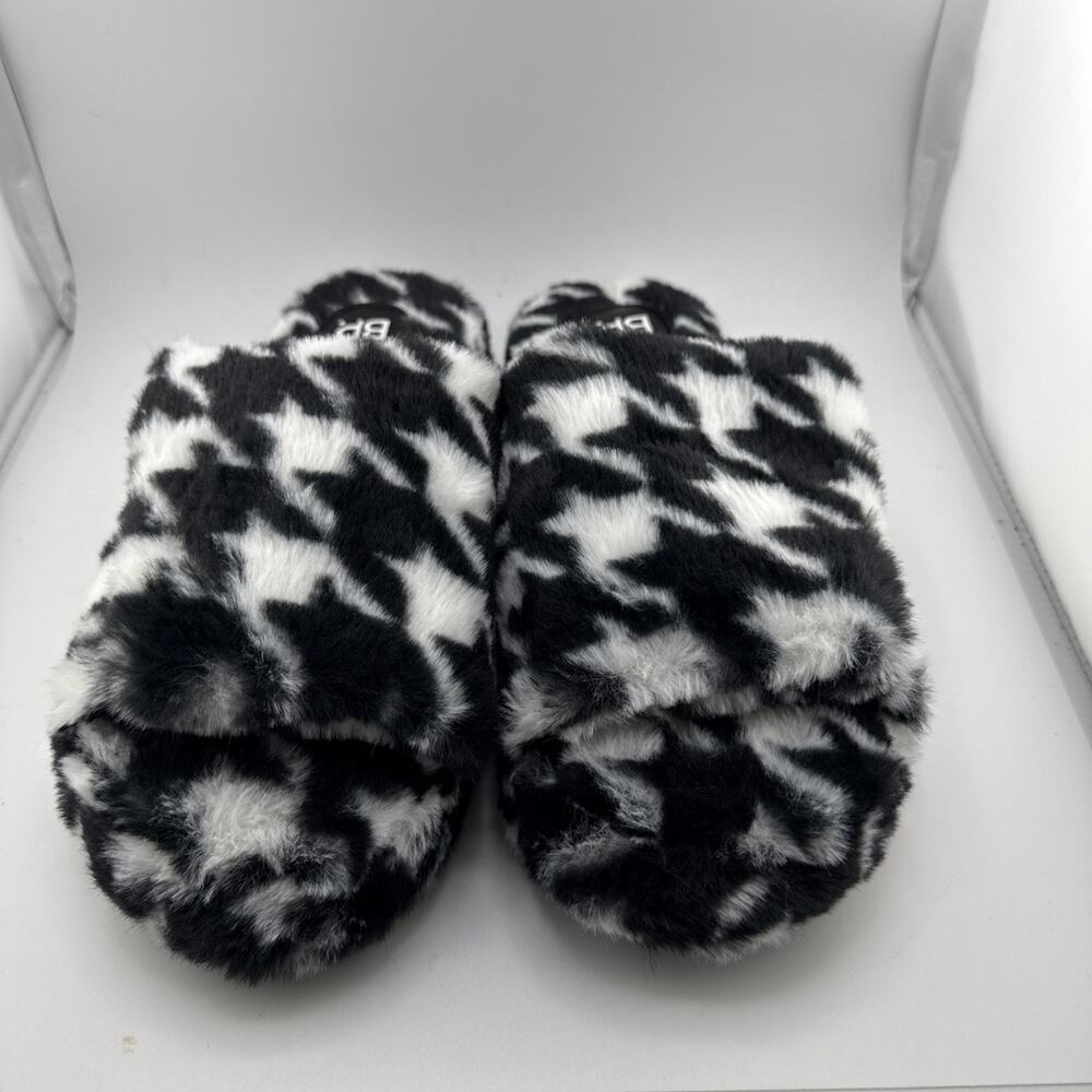 BP Slippers Fawn adjustable Nordstrom Black & White Womens Size Large (9-10) NWT - Picture 2 of 7